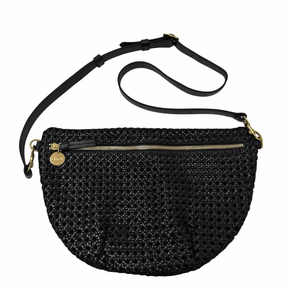 Clare V. Handbags - Clare V. Grande Rattan Woven Leather Belt Bag Crossbody Shoulder Bag Black